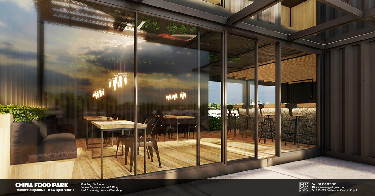 China Food ParkInterior Perspective BBQ Spot - View 1