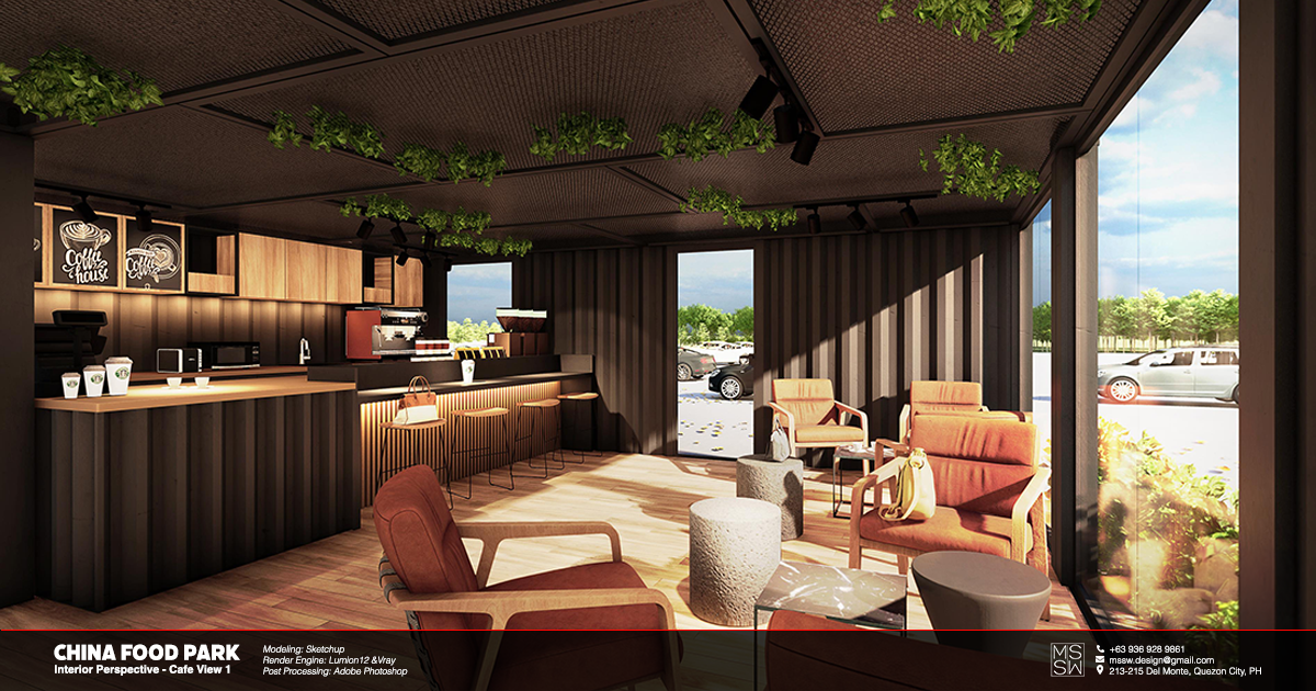 China Food ParkInterior Perspective - Cafe View 1