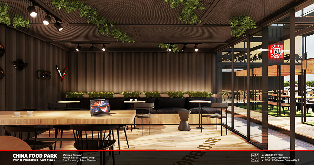 China Food ParkInterior Perspective - Cafe View 2